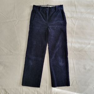 Navy Blue Corduroy Wide Leg High Waisted Pants